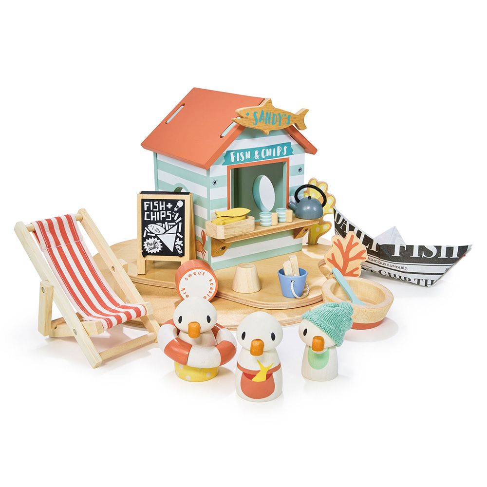Coliba de pe plaja a lui Sandy, din lemn premium, Tender Leaf Toys