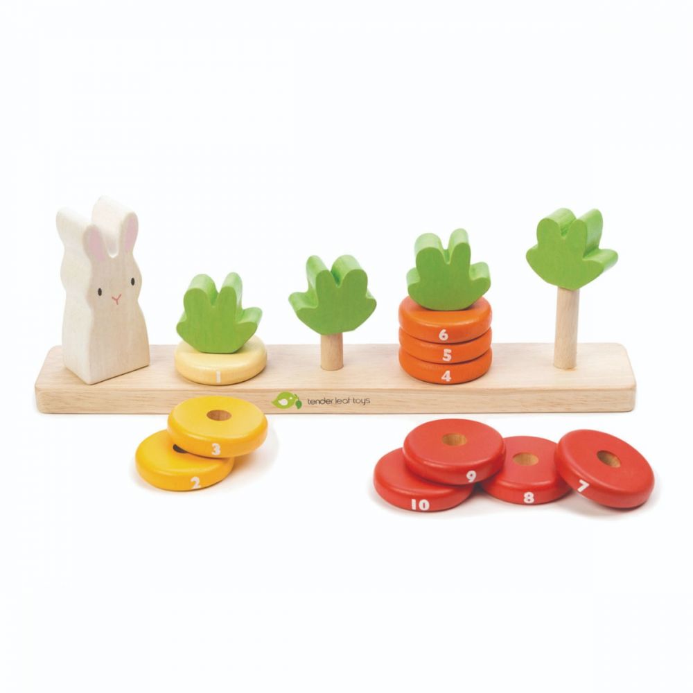 Numaratoarea morcovilor din lemn, Tender Leaf Toys, 16 piese