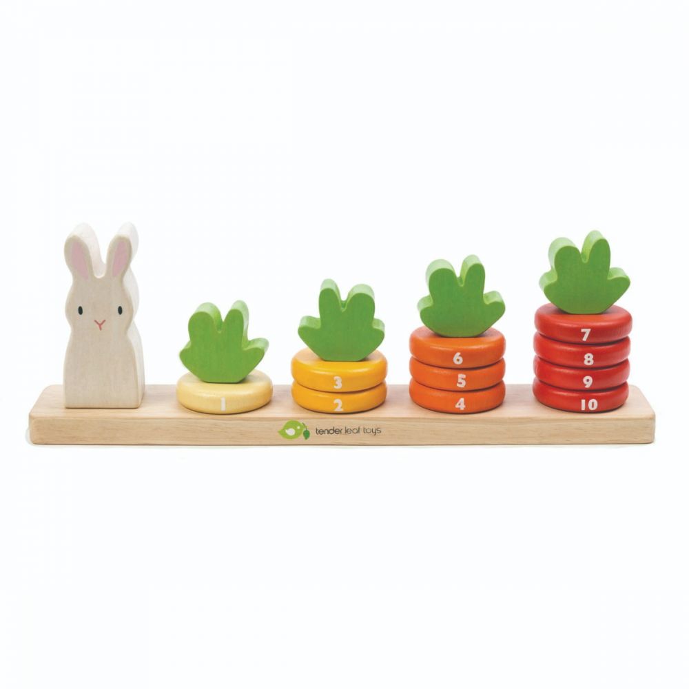Numaratoarea morcovilor din lemn, Tender Leaf Toys, 16 piese