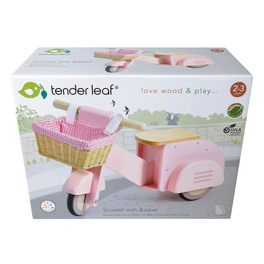 Scuter cu cos, din lemn premium, Tender Leaf Toys
