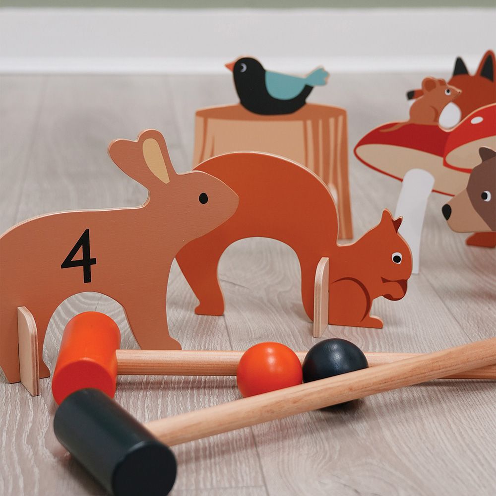 Set de croquet, din lemn premium, Tender Leaf Toys, Woodland