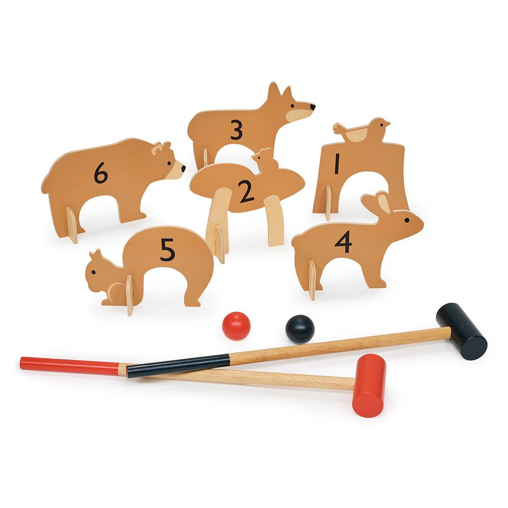Set de croquet, din lemn premium, Tender Leaf Toys, Woodland