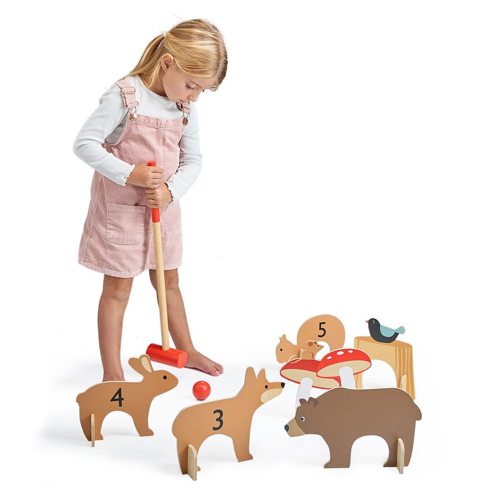 Set de croquet, din lemn premium, Tender Leaf Toys, Woodland
