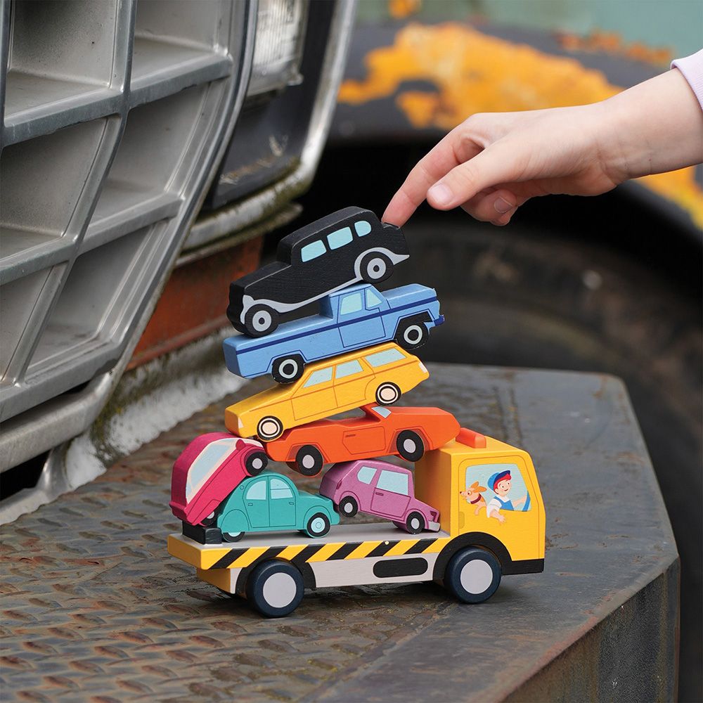 Masinute suprapuse, din lemn premium, Tender Leaf Toys