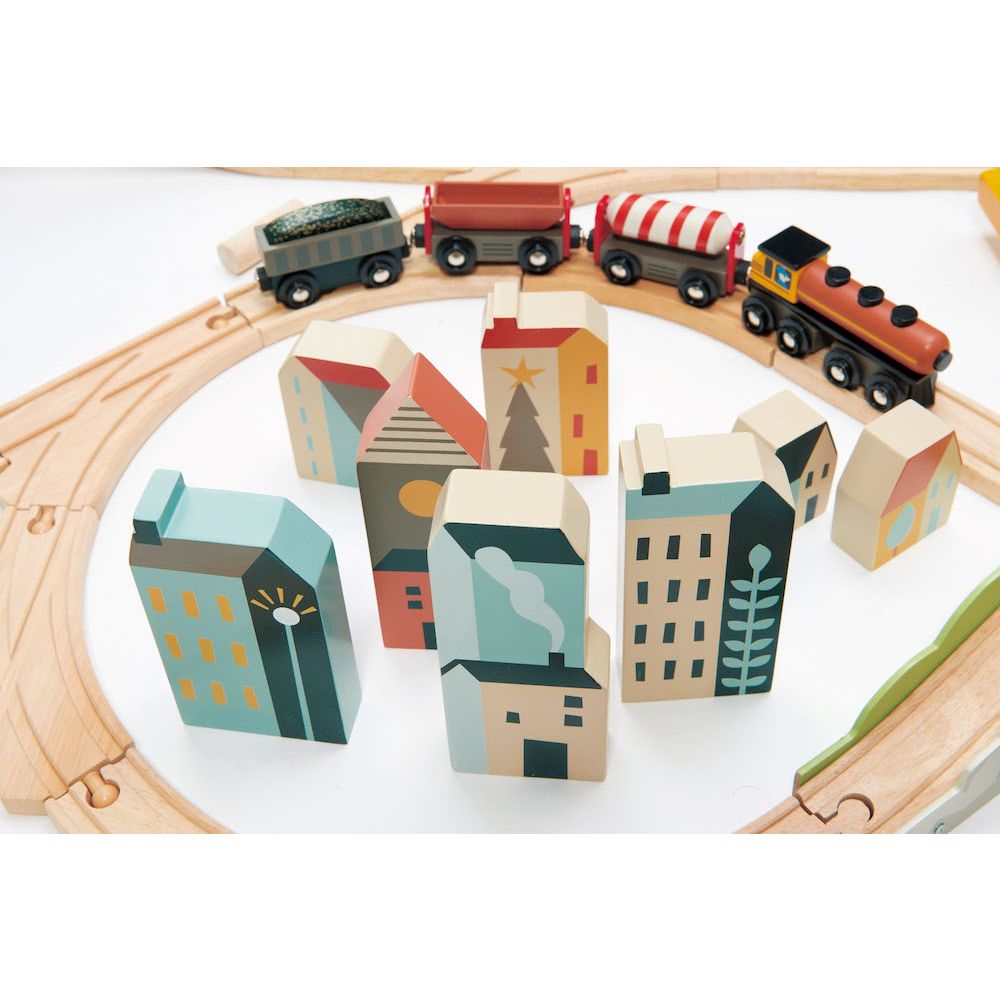 Set de tren cu vedere la munte, Tender Leaf Toys, din lemn premium