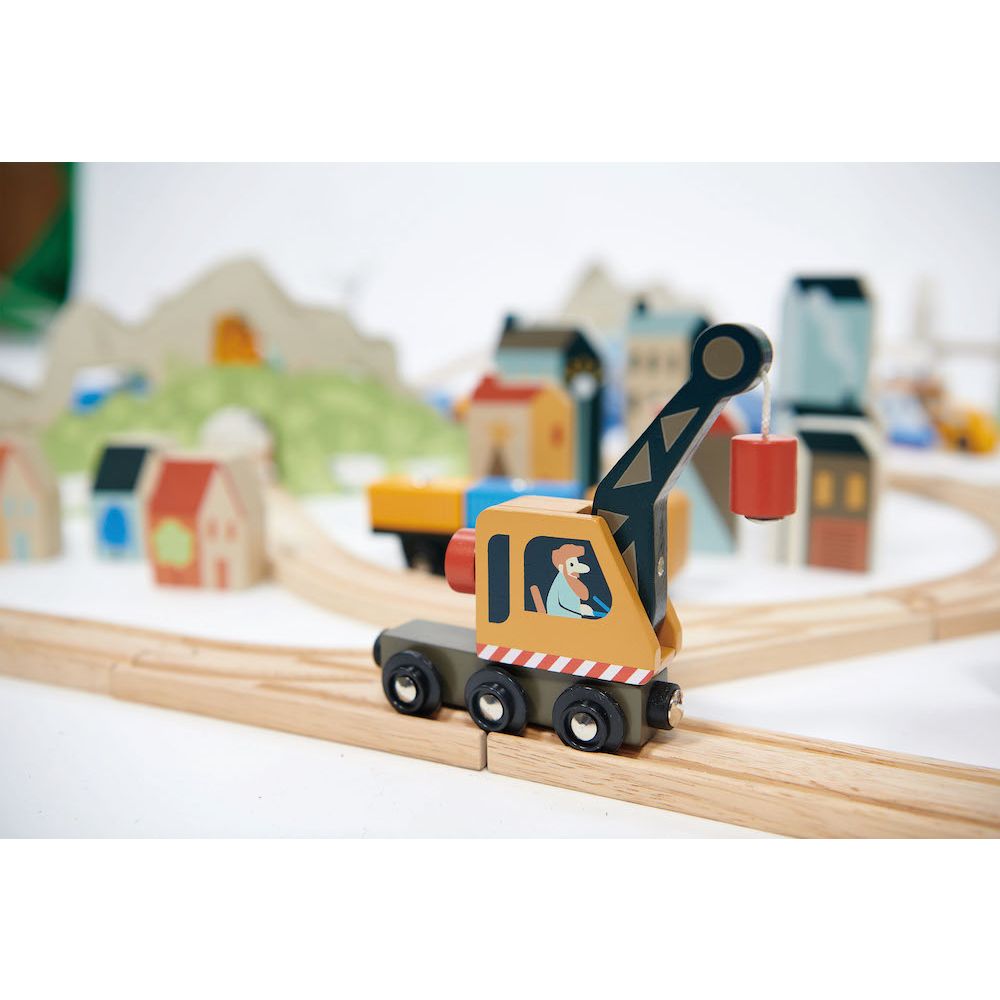 Set de tren cu vedere la munte, Tender Leaf Toys, din lemn premium