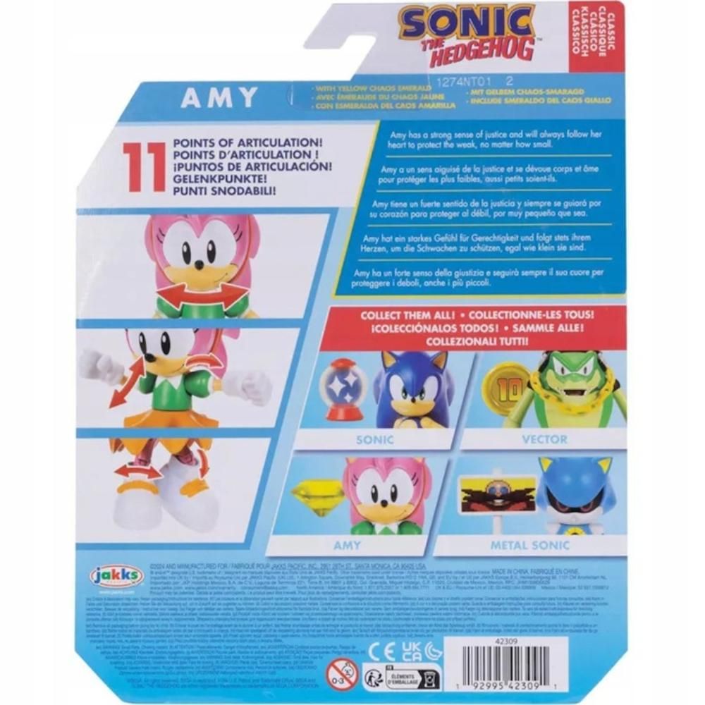 Figurina articulata cu accesoriu, Sonic the Hedgehog, Amy, 10 cm