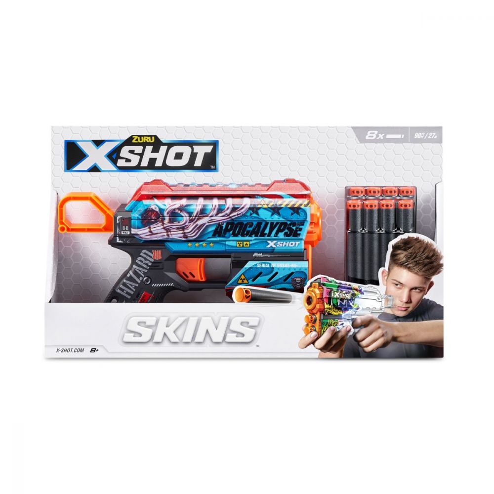Blaster X-Shot, Excel Skins Flux, Warzone, cu 8 sageti, 36516G