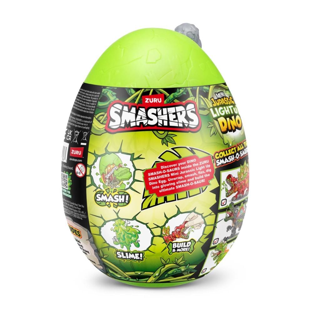 Figurina surpriza in ou, Smashers, Dino Jurassic Light-Up, Gri