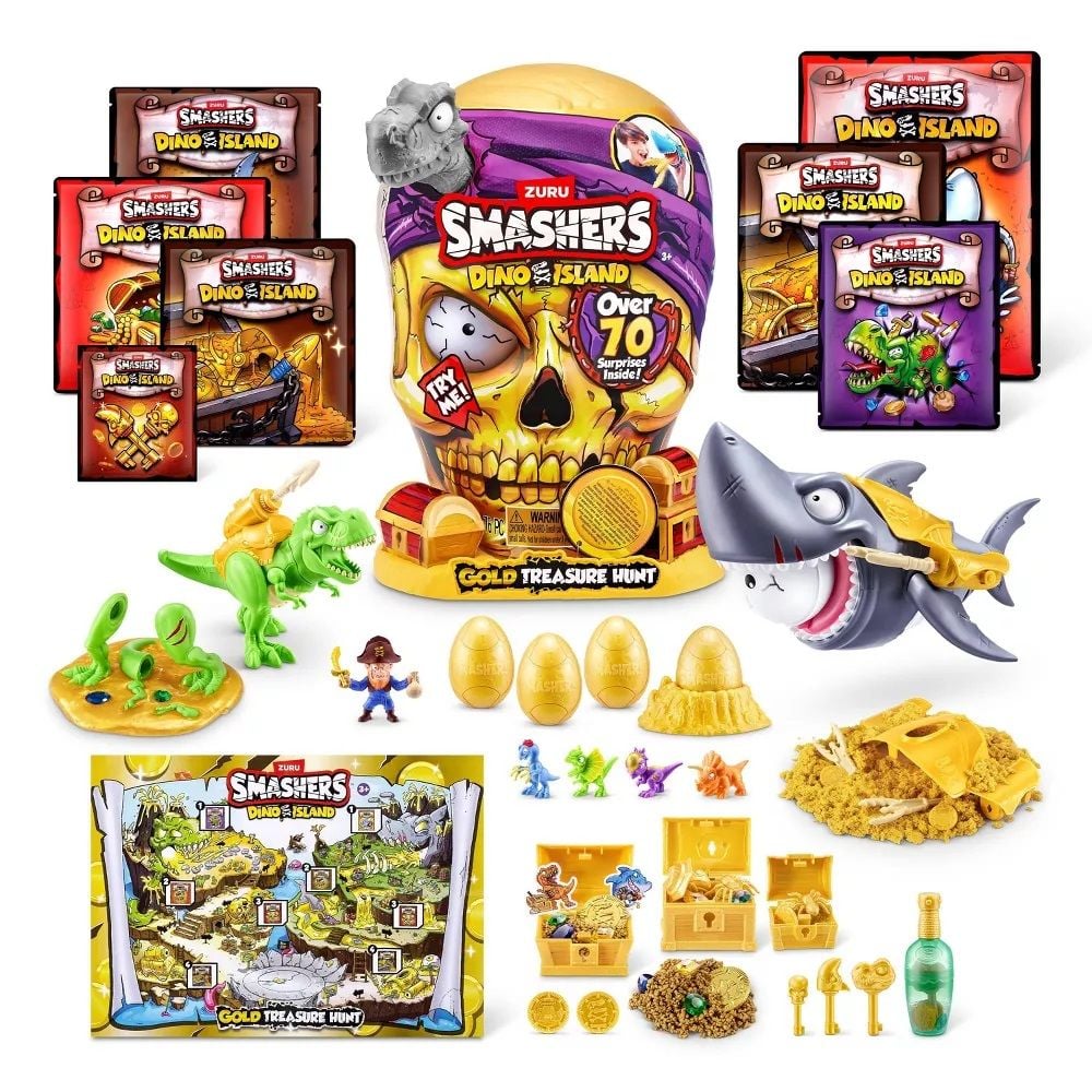 Set figurine si accesorii surpriza, Smashers, Gold Treasure Hunter, Dino Island, Gri