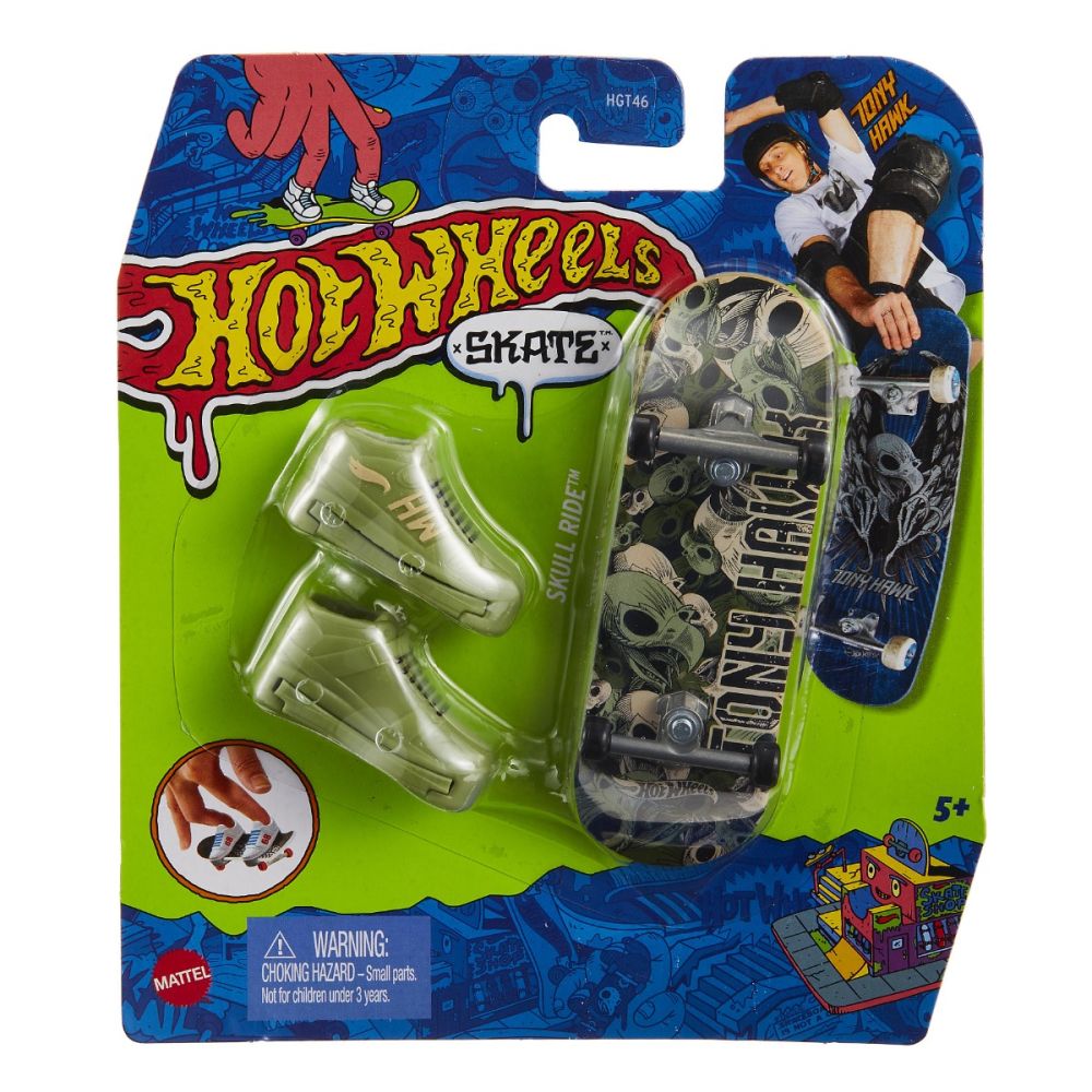 Set mini placa skateboard cu pantofi, Hot Wheels, HGT66