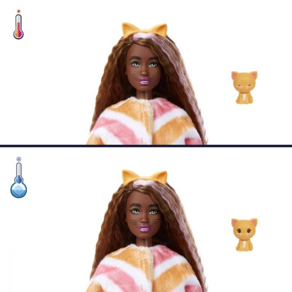 Papusa Barbie Cutie Reveal in costum de Pisicuta, cu 10 surprize