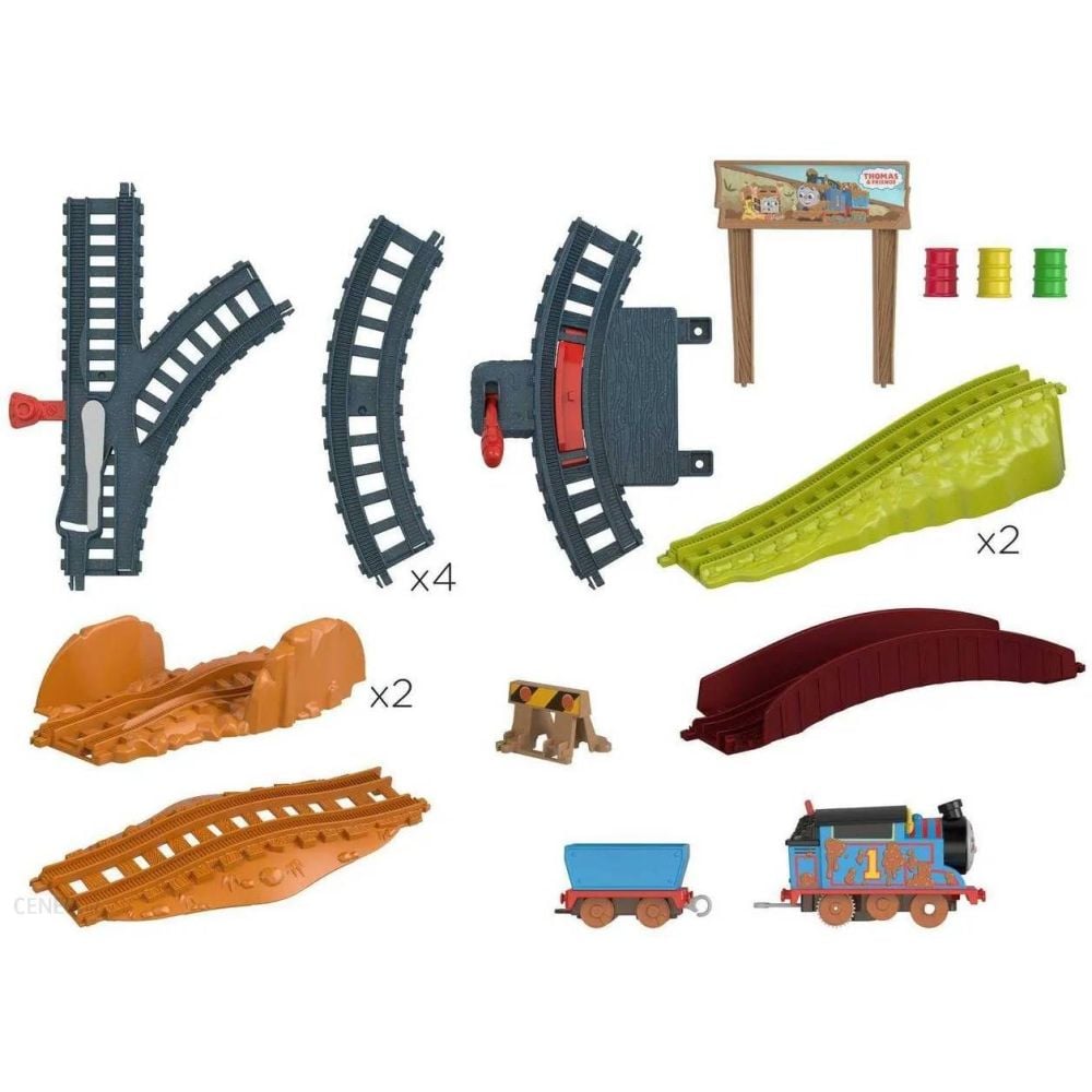 Set de joaca, Locomotiva motorizata cu vagon pe sine, Thomas and Friends, Muddy, HHV98