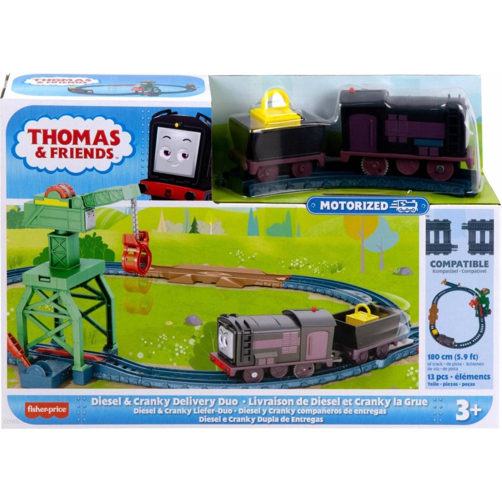 Set de joaca, Locomotiva motorizata cu vagon pe sine, Thomas and Friends, Diesel, HHW05