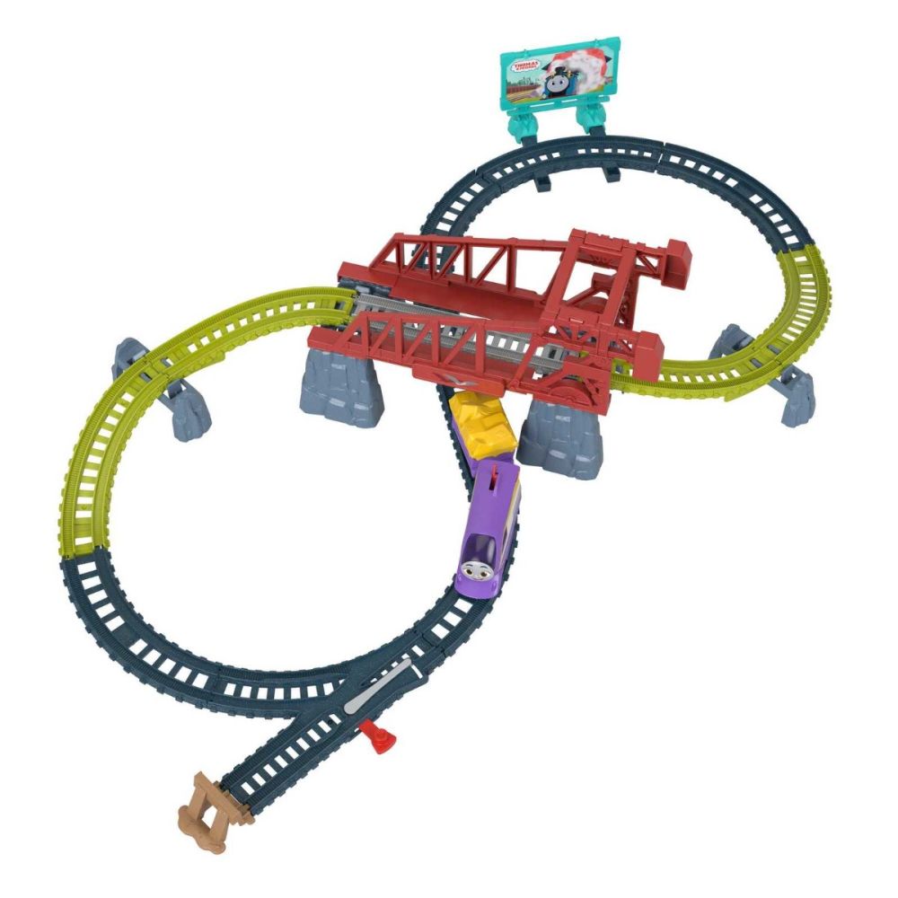 Set de joaca, Locomotiva motorizata cu vagon pe sine, Thomas and Friends, Kana, HHW06