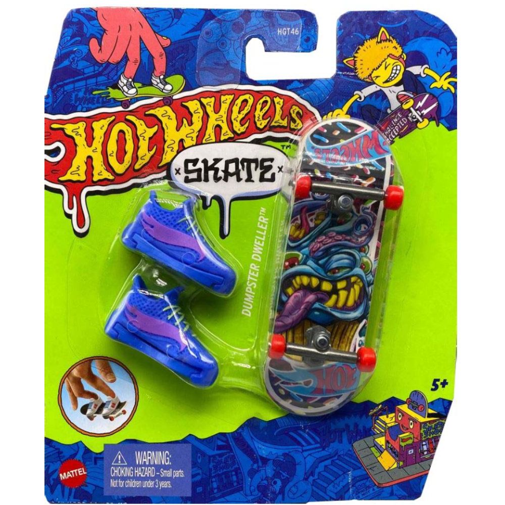Set mini placa skateboard cu pantofi, Hot Wheels, HNG44