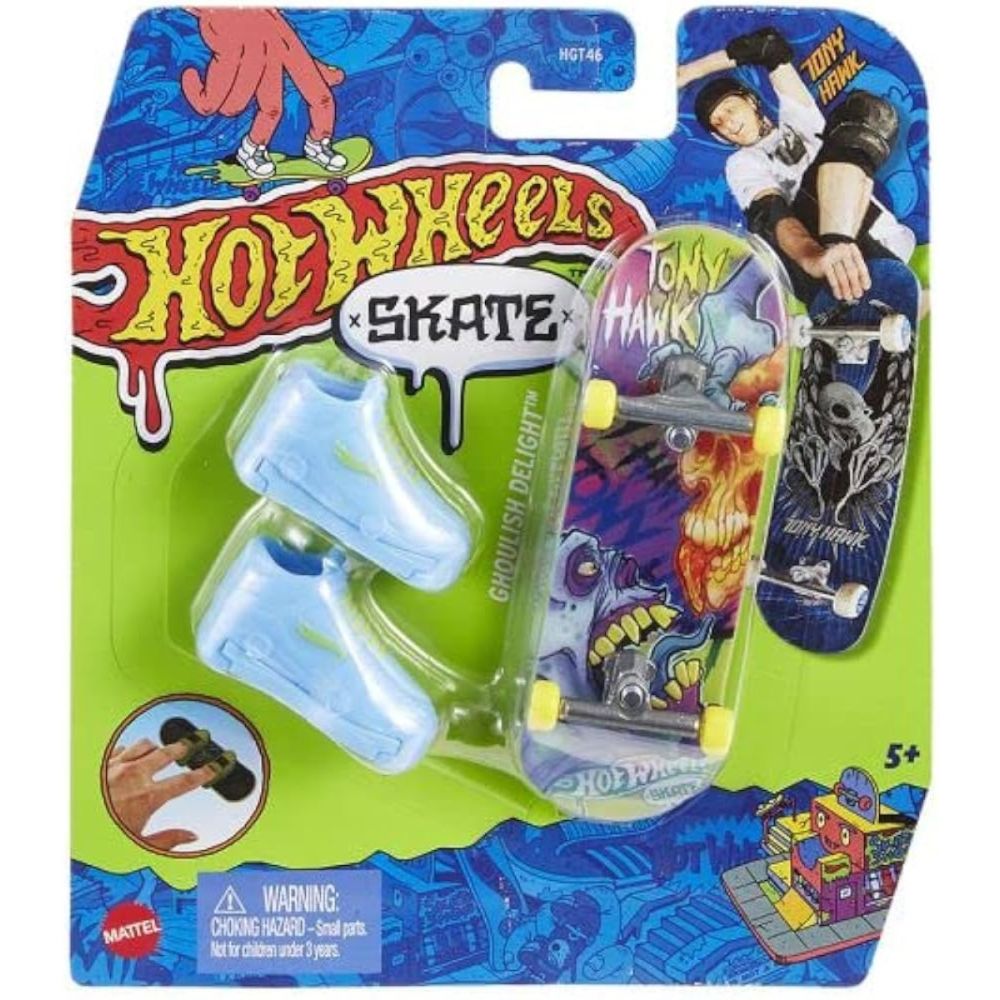Set mini placa skateboard cu pantofi, Hot Wheels, HNG45