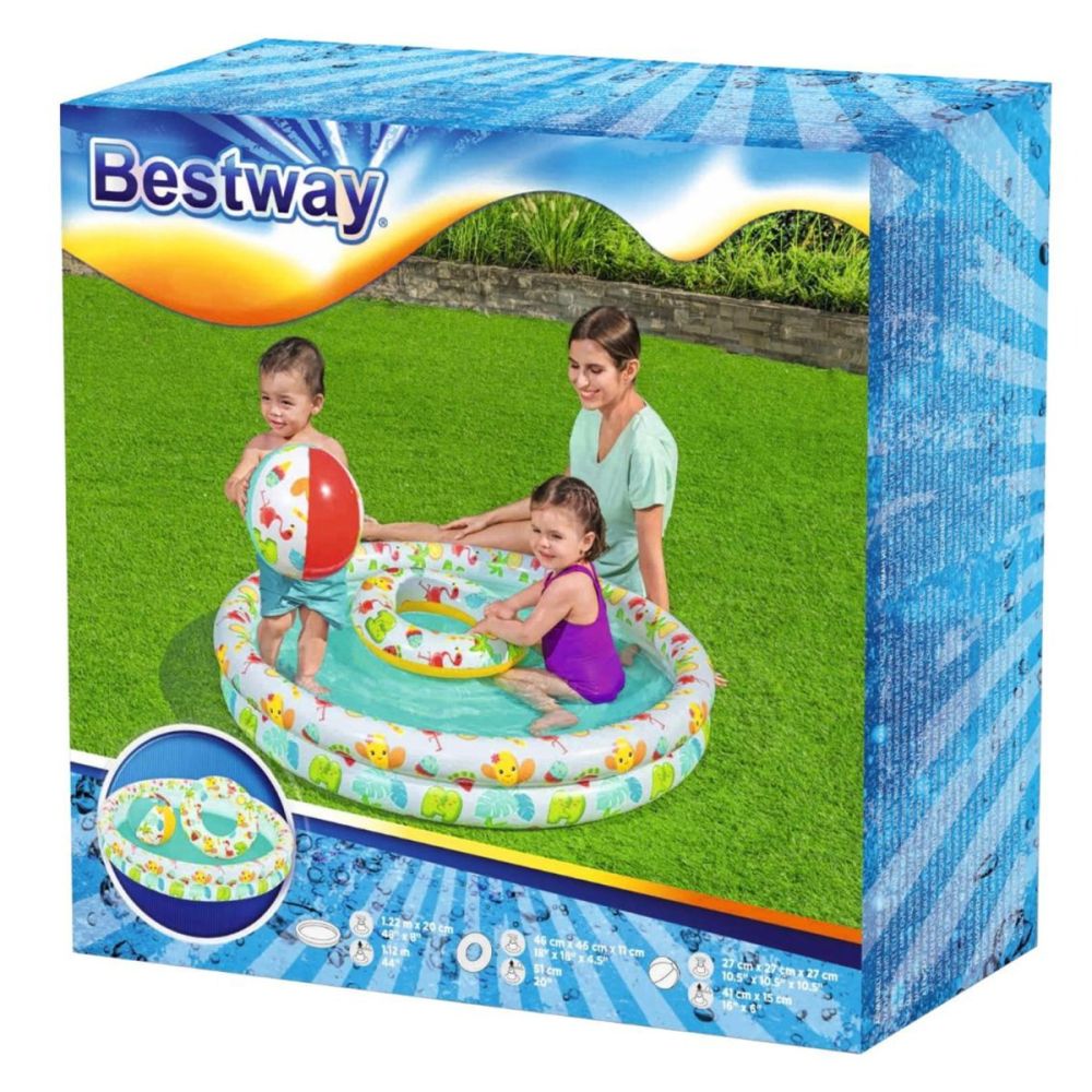 Set piscina gonflabila cu 2 inele Bestway, 122 x 20 cm