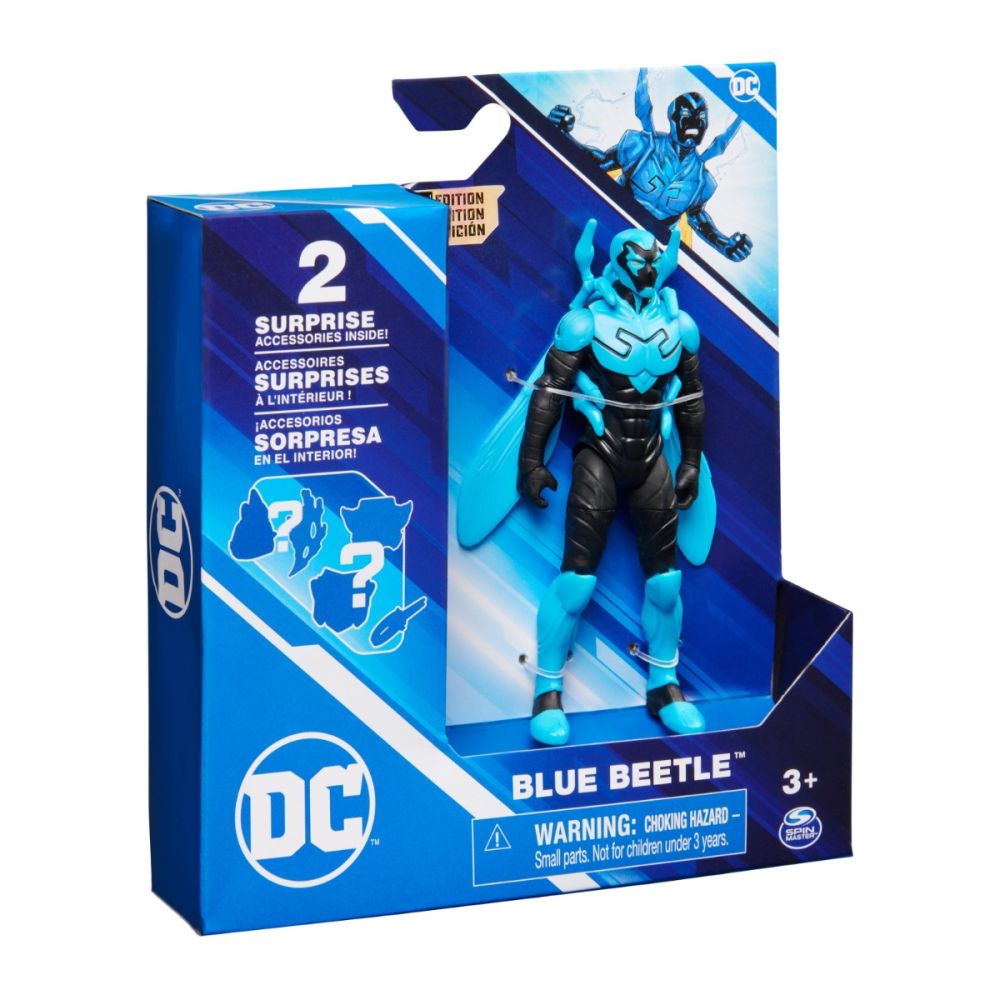 Figurina cu 2 accesorii surpriza, DC Universe, Blue Beetle, 10 cm, 20144128