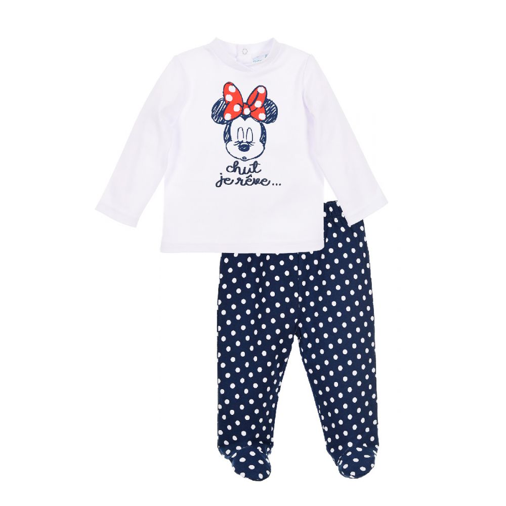 Set pantaloni si bluza cu imprimeu Disney Minnie Mouse, Albastru