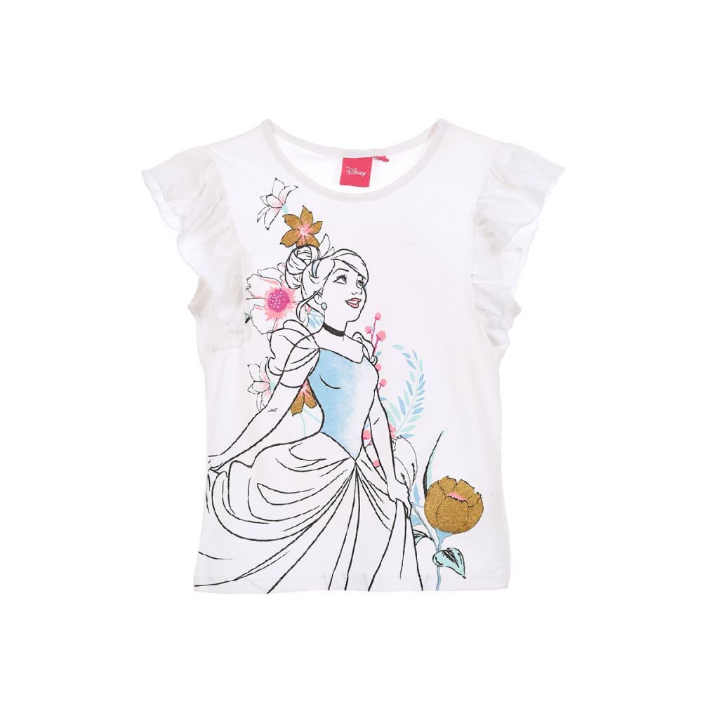 Tricou cu imprimeu frontal Disney Princess, Flower, Alb