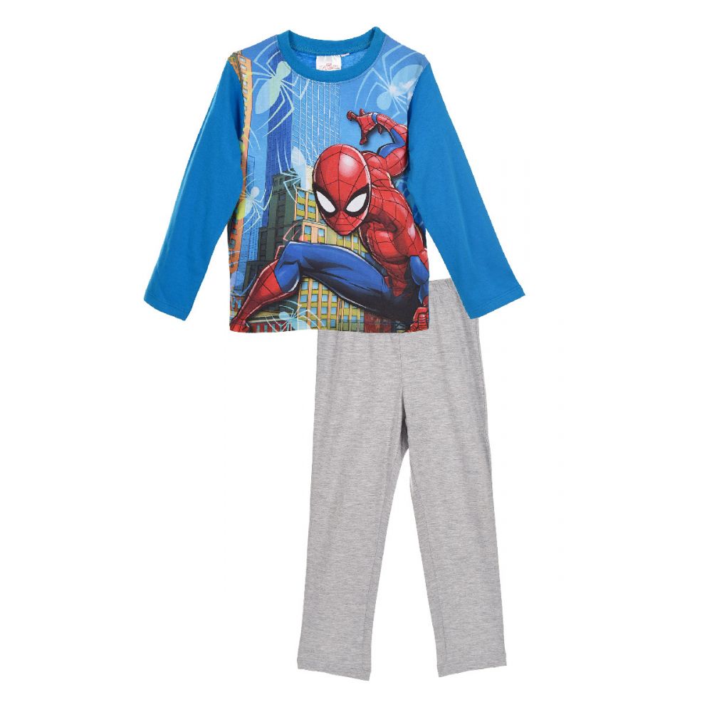 Pijama cu imprimeu central Spiderman, Albastru