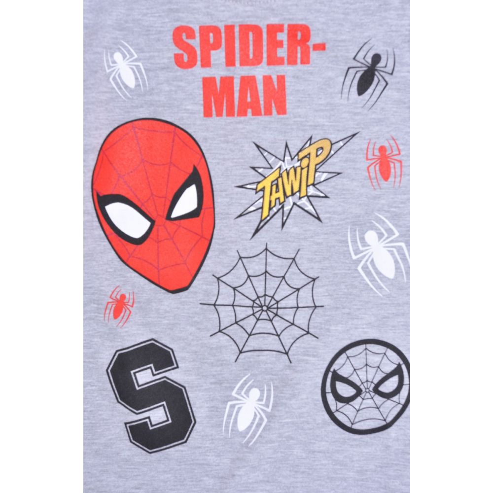 Bluza cu maneca lunga si imprimeu Spiderman, Rosu/Gri