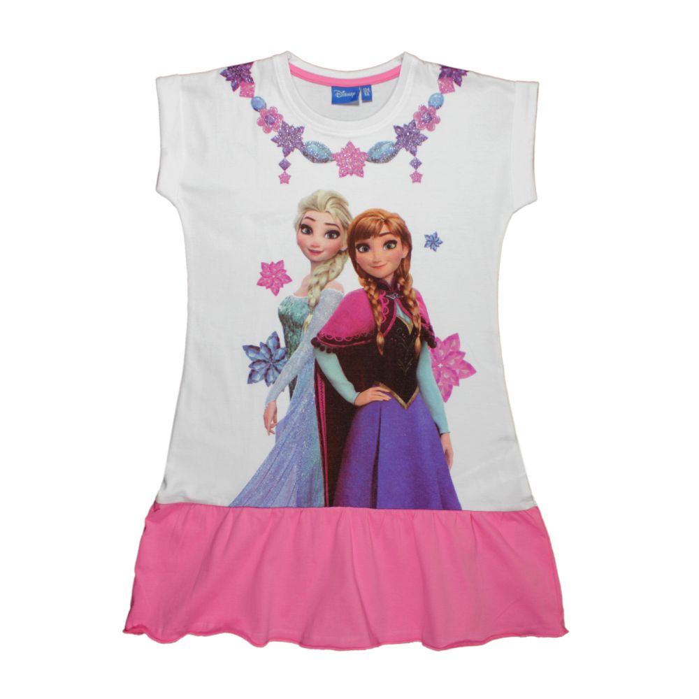 Rochie cu volane si imprimeu Disney Frozen, Roz