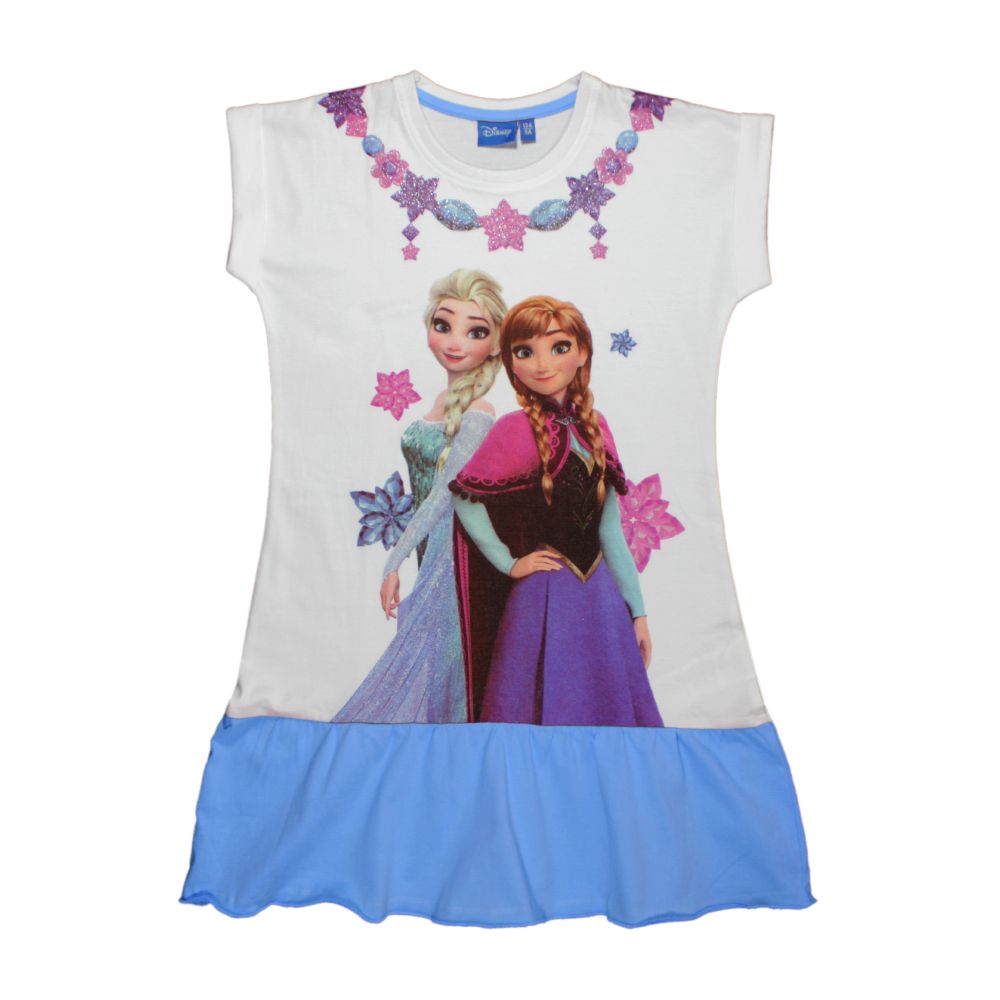 Rochie cu volane si imprimeu Disney Frozen, Turcoaz