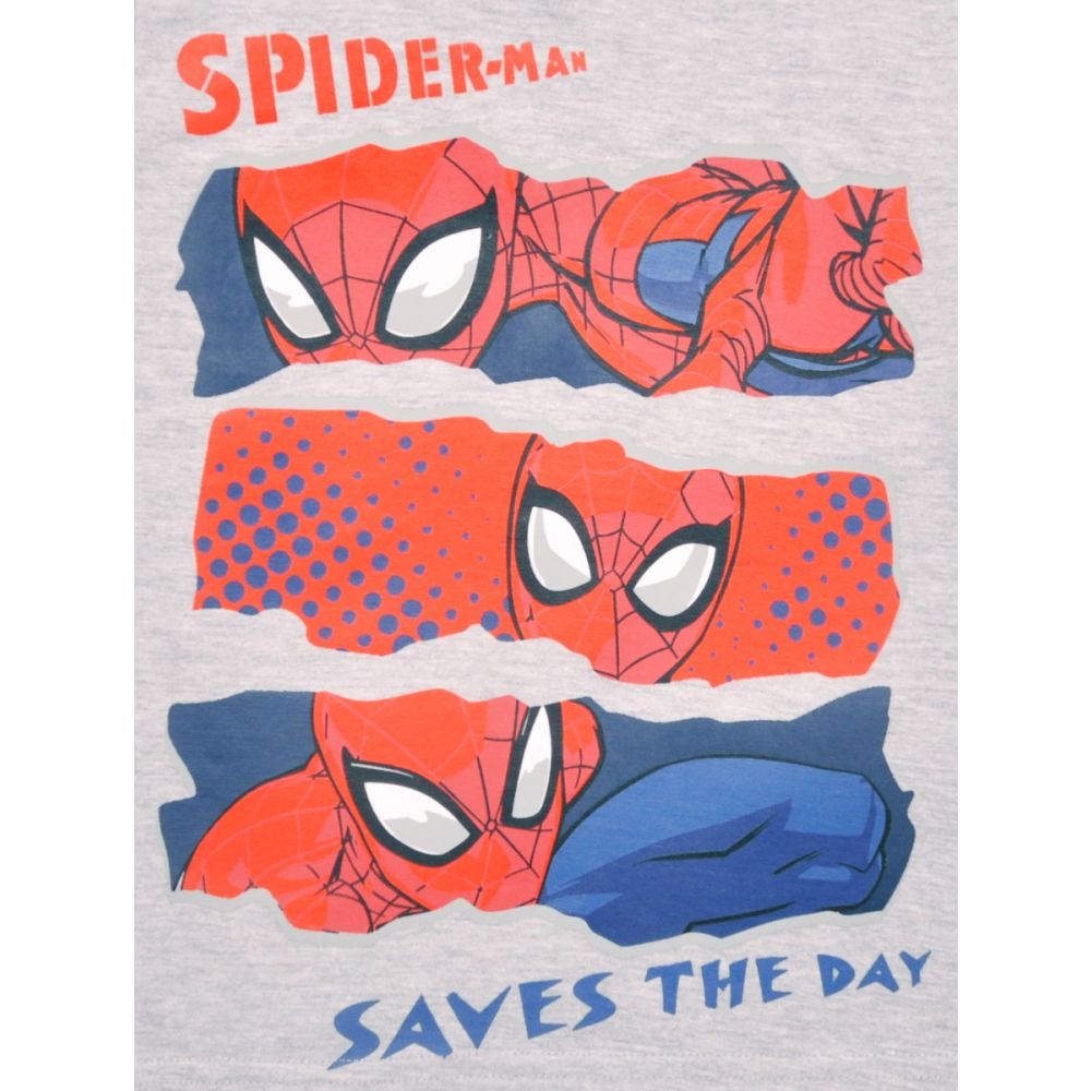 Tricou cu maneca scurta si imprimeu Spiderman, Gri