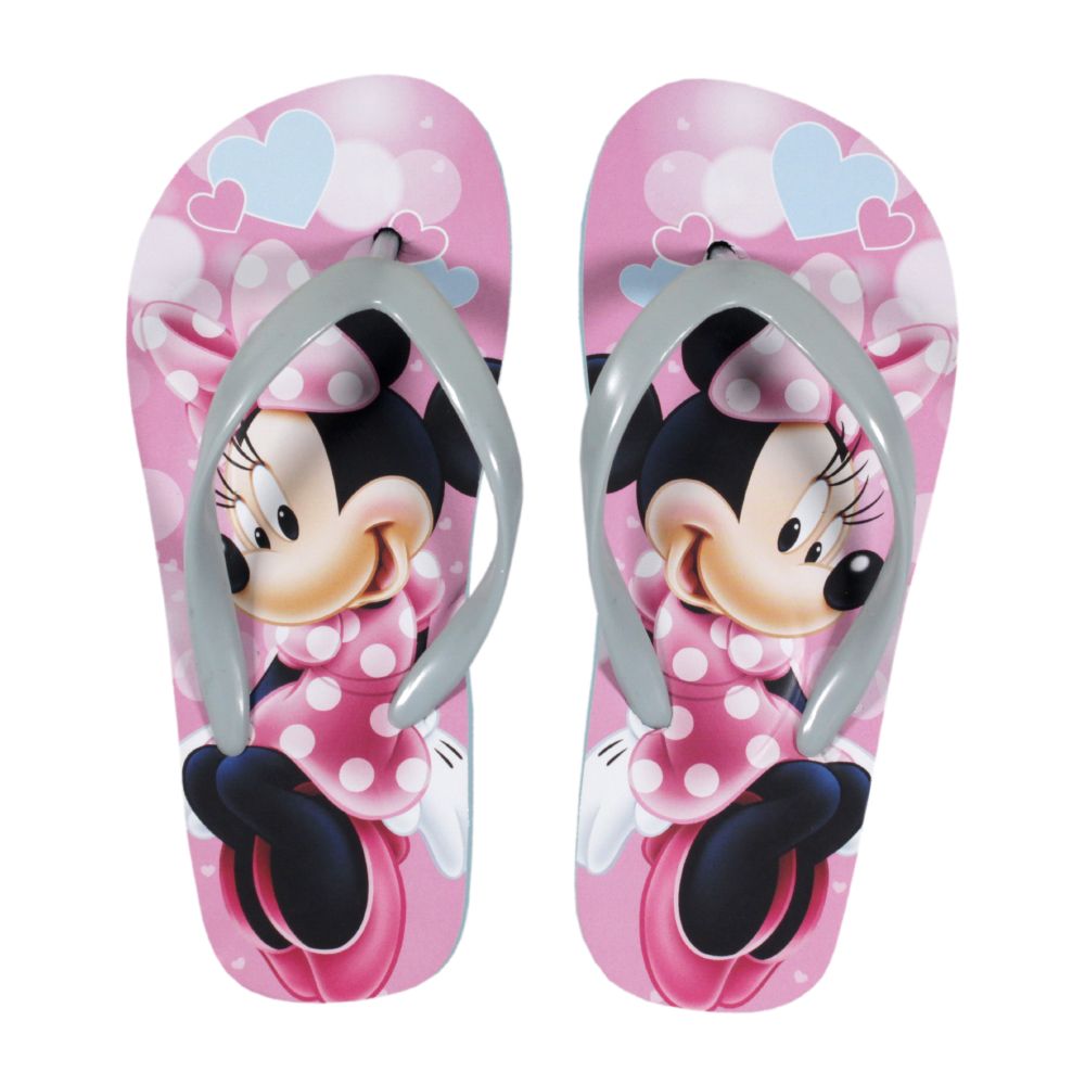 Papuci de plaja cu imprimeu Disney Minnie Mouse, Roz