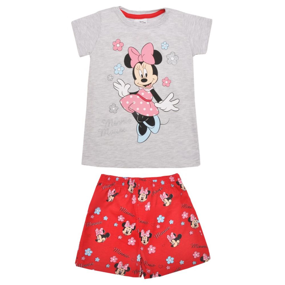 Pijama cu maneca scurta si imprimeu Disney Minnie Mouse, Rosu