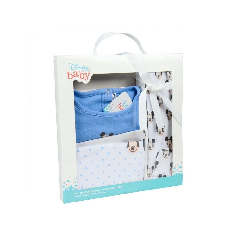 Set tricou, body si pantaloni cu imprimeu Disney Mickey Mouse, Albastru