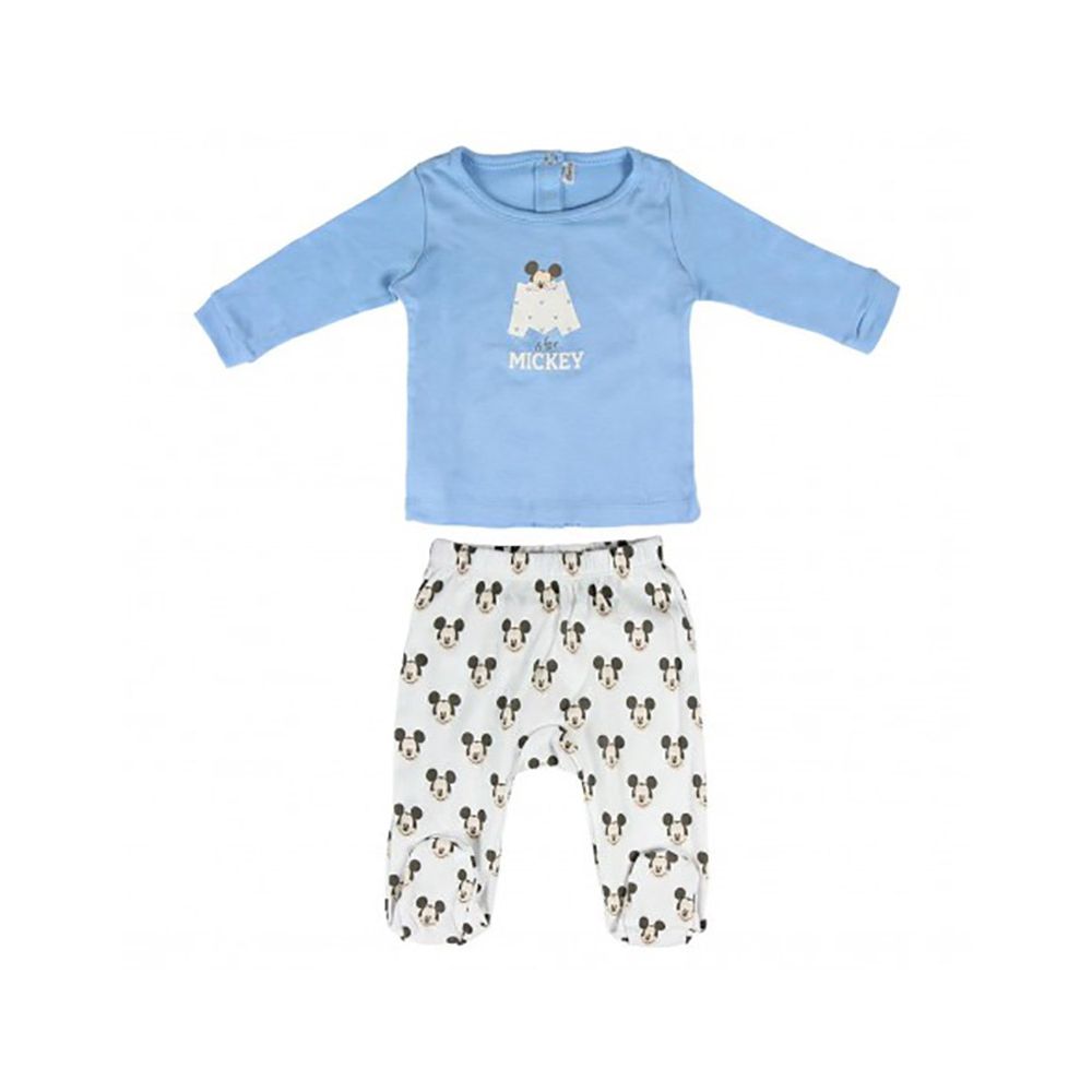Set tricou, body si pantaloni cu imprimeu Disney Mickey Mouse, Albastru