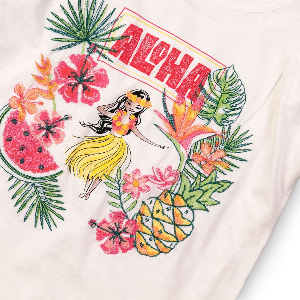 Tricou cu broderie si imprimeu Aloha, Minoti Funhouse