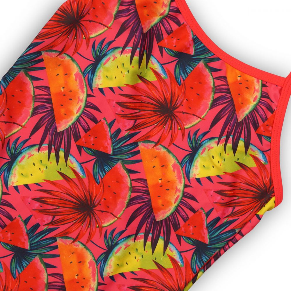 Costum de baie cu imprimeu tropical si bretele legate, Minoti Funhouse