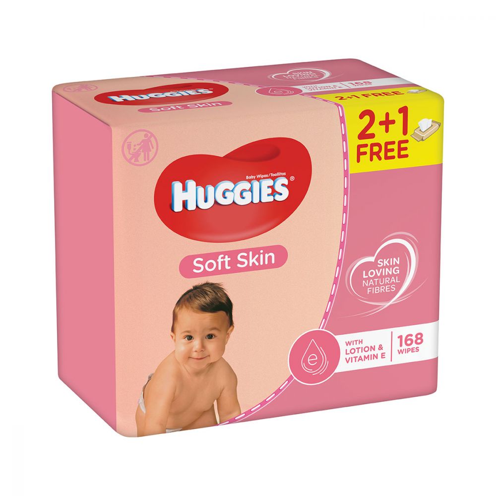 Servetele umede Huggies Soft Skin, 2 + 1, 168 buc