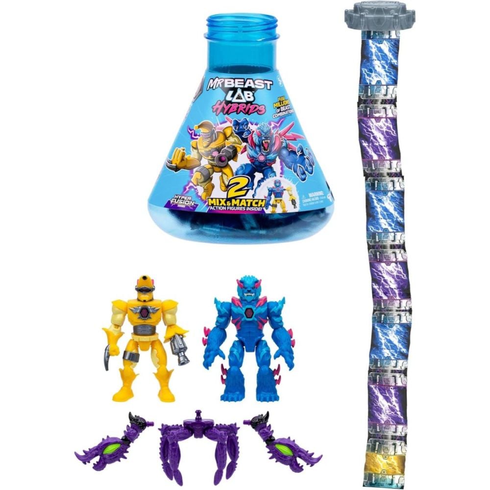 Set 2 figurine, Mr Beast Lab Hibrids, W2, Hyper Fusion, Shark Vs Banana-Man