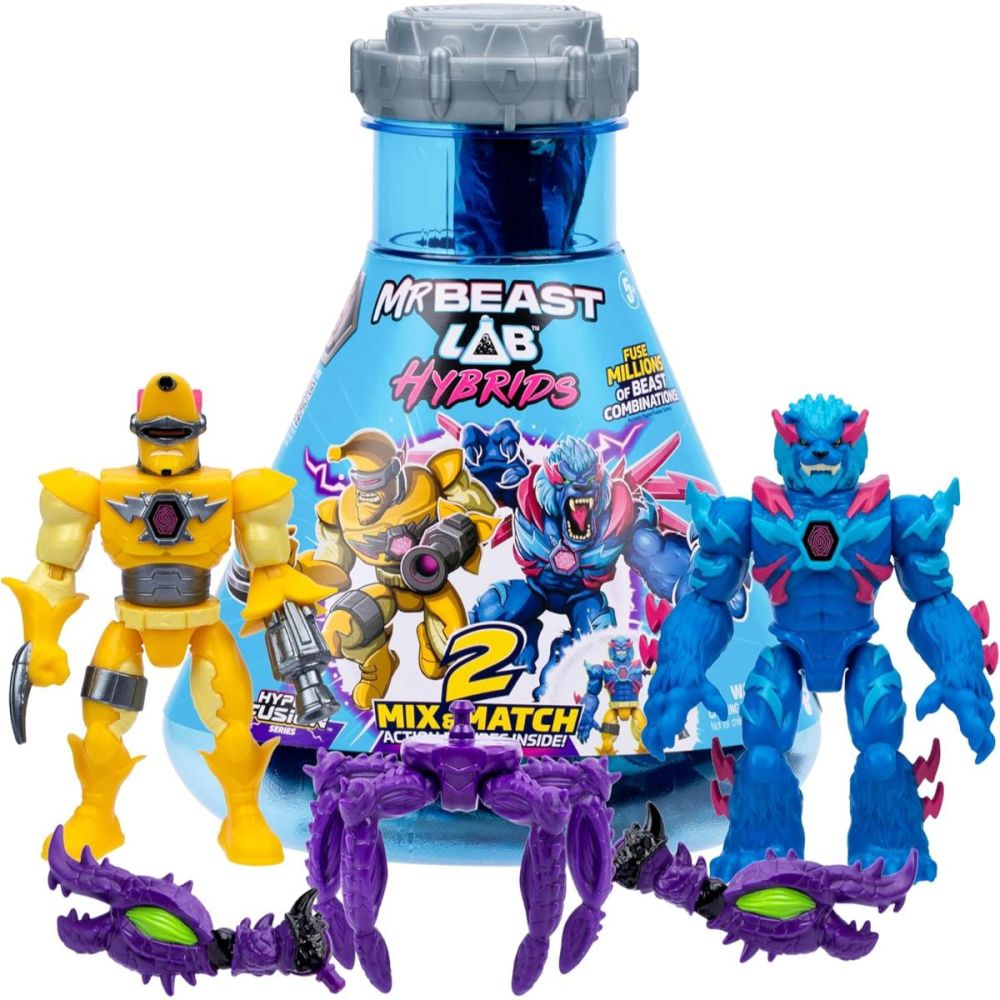 Set 2 figurine, Mr Beast Lab Hibrids, W2, Hyper Fusion, Shark Vs Banana-Man