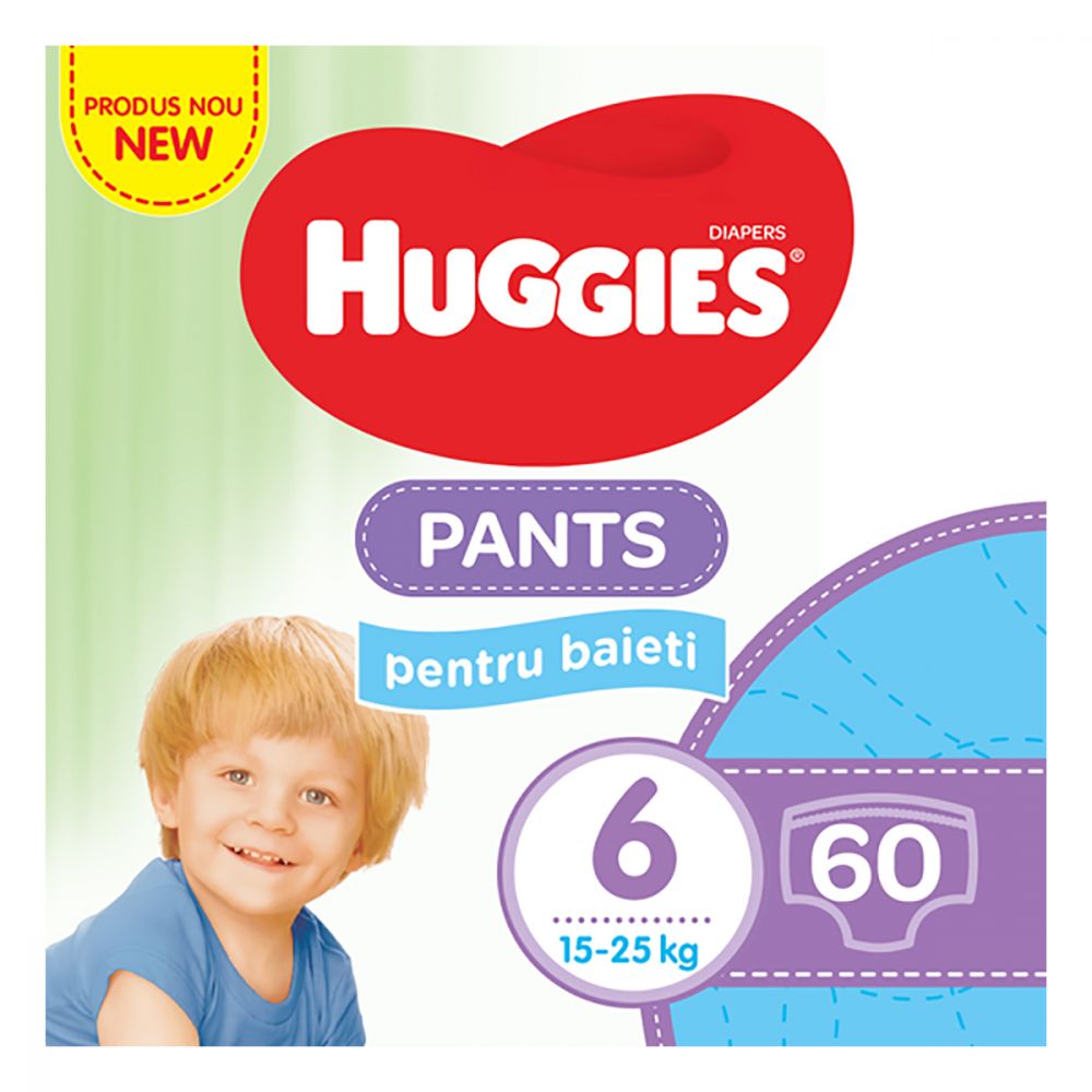 Scutece Huggies Pants Box Boys, Nr 6, 15 - 25 Kg, 60 buc