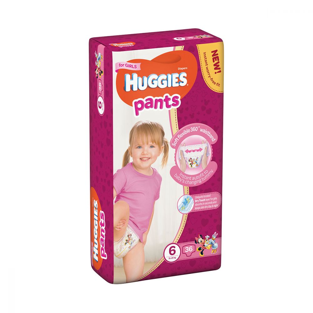 Scutece Huggies Mega Pants Girls, Nr 6, 15 - 25 Kg, 36 buc