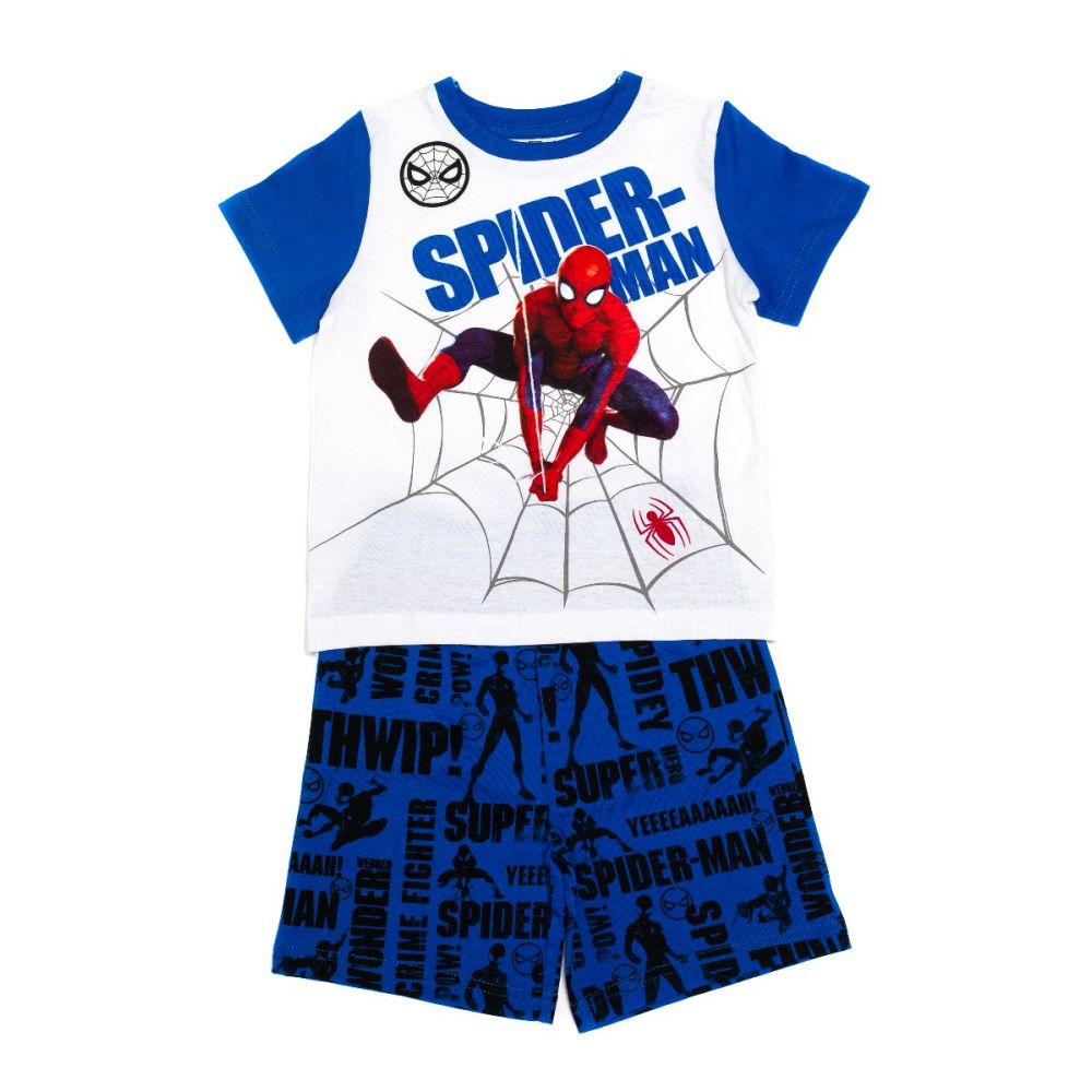 Pijama cu imprimeu frontal Spiderman, Albastru