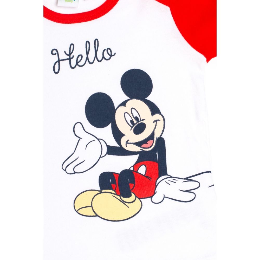 Tricou cu maneca lunga si imprimeu Disney Mickey Mouse, Hello, Rosu
