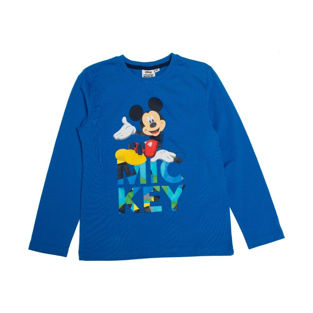 Tricou cu maneca lunga si imprimeu Disney Mickey, Albastru, 29112348