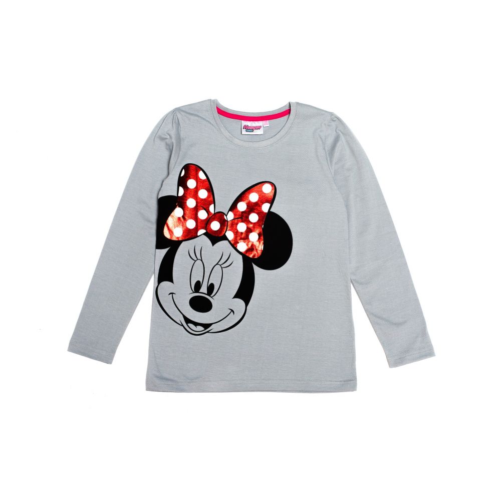 Tricou cu maneca lunga si imprimeu Disney Minnie, Gri 29112353