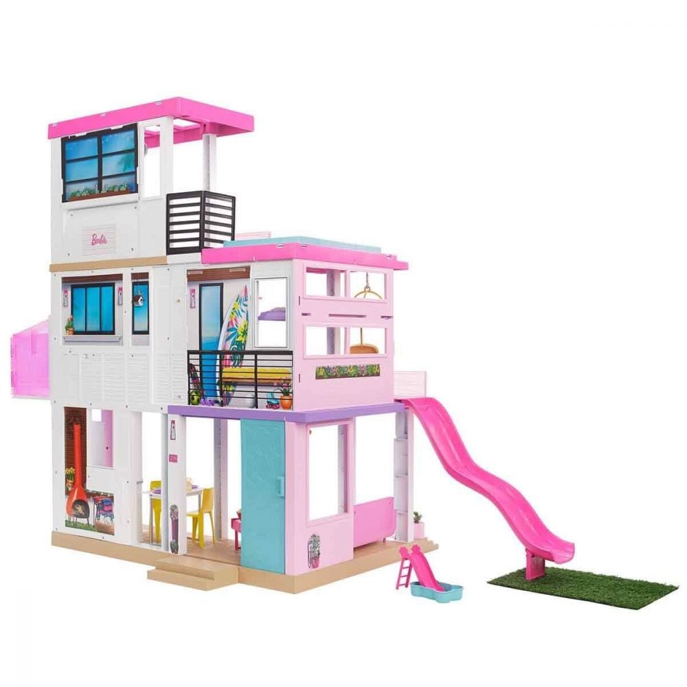 Set Casa de papusi Barbie Dreamhouse (114 cm) cu piscina, tobogan, lift, lumini si sunete