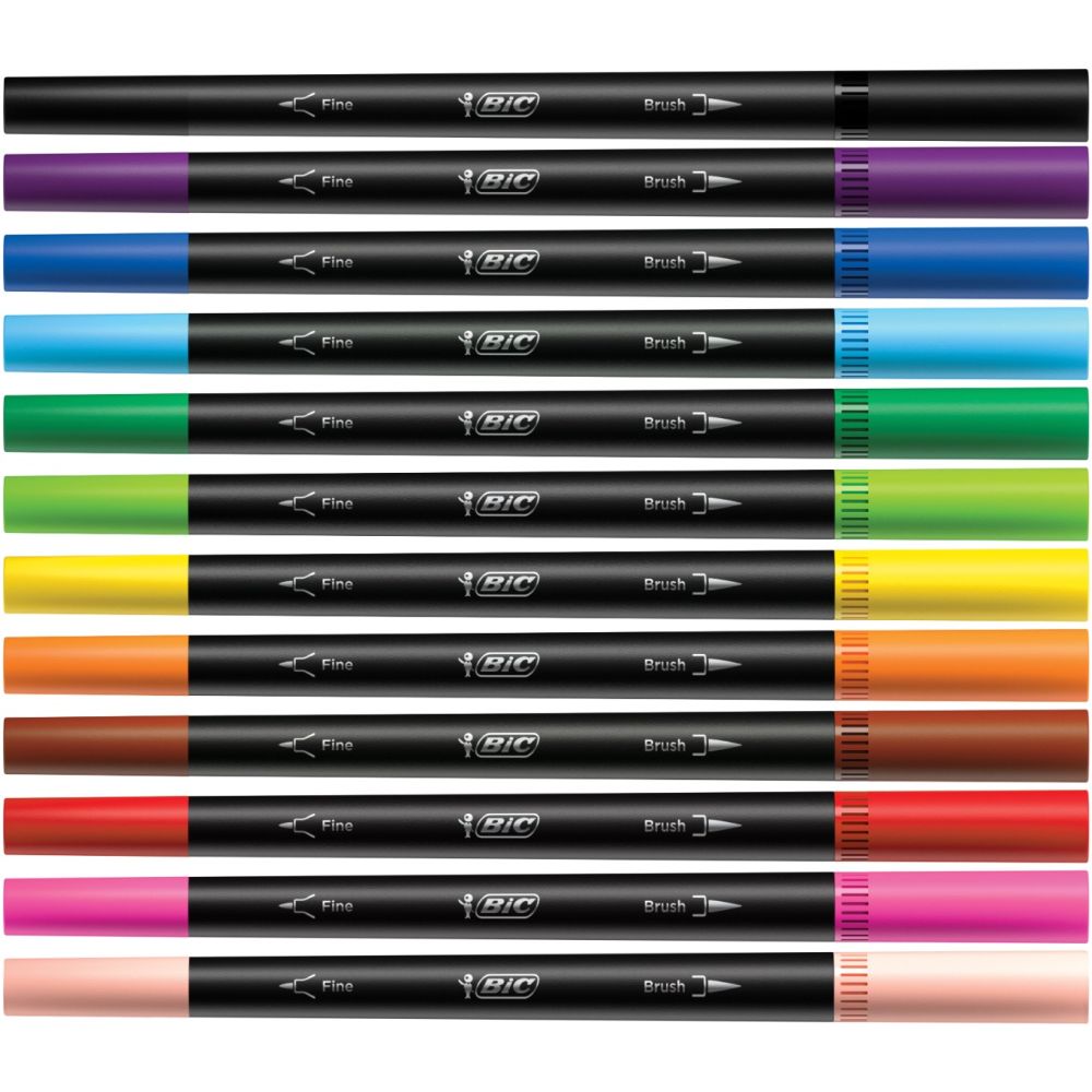 Set 12 markere de colorat cu dublu varf, Bic, Intensity