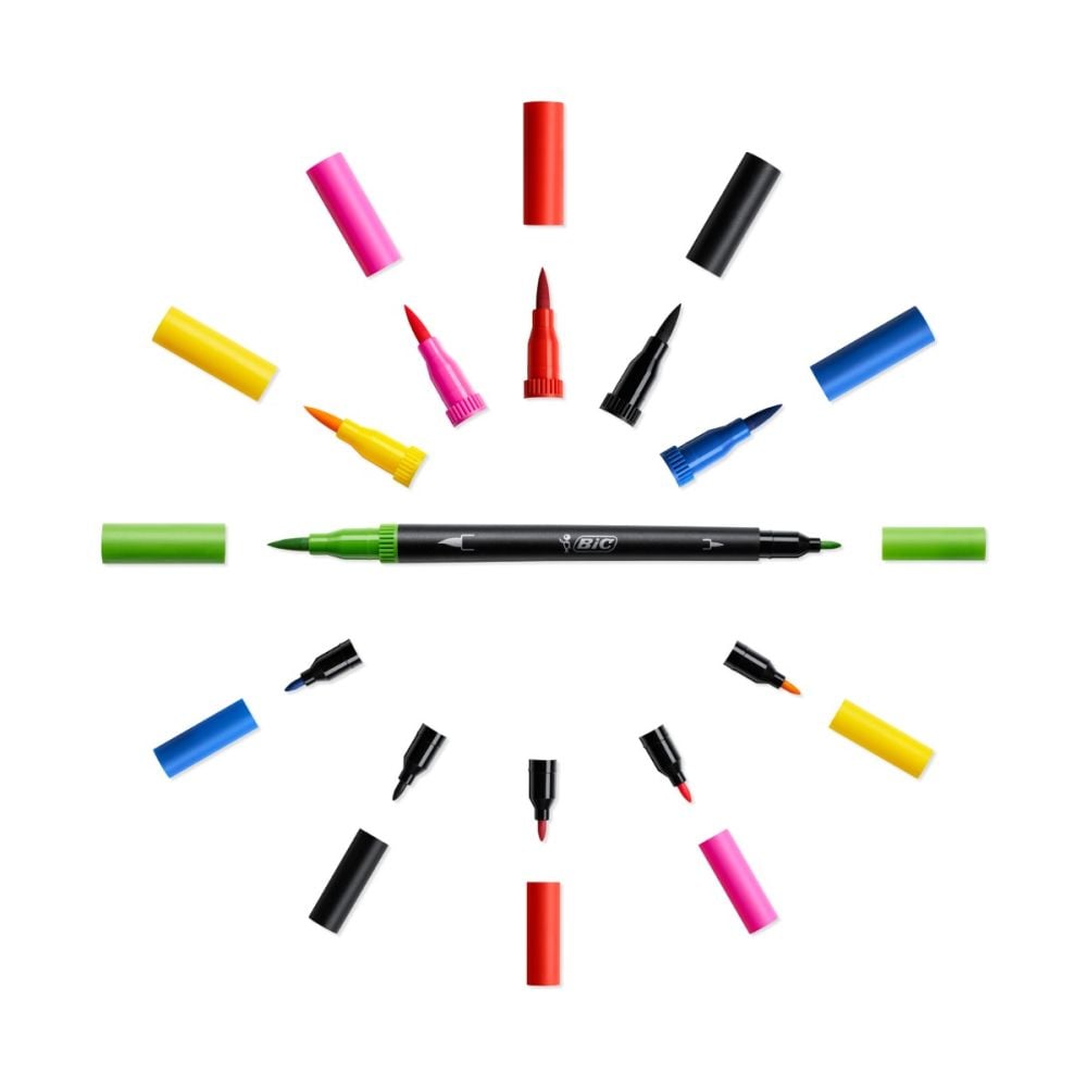 Set 12 markere de colorat cu dublu varf, Bic, Intensity