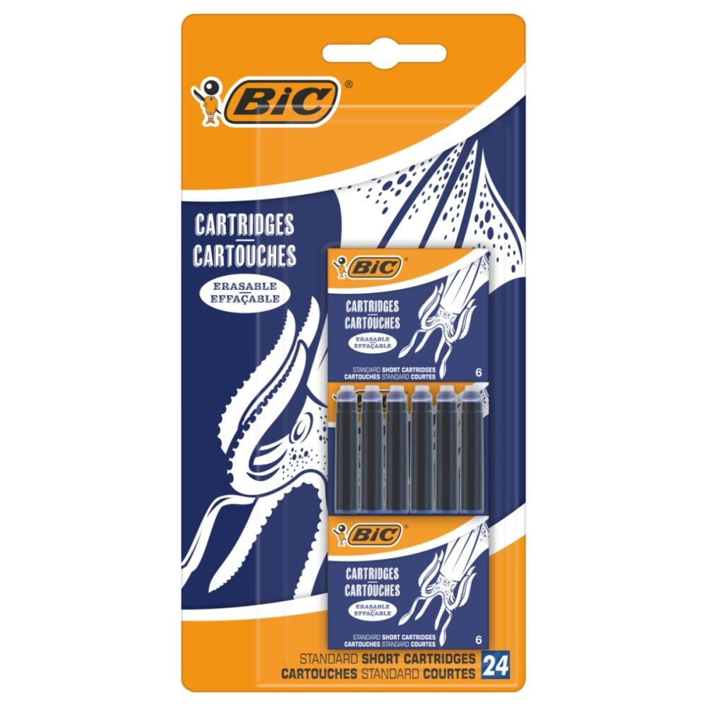 Rezerve pentru stilou Bic, Albastru, 24 buc