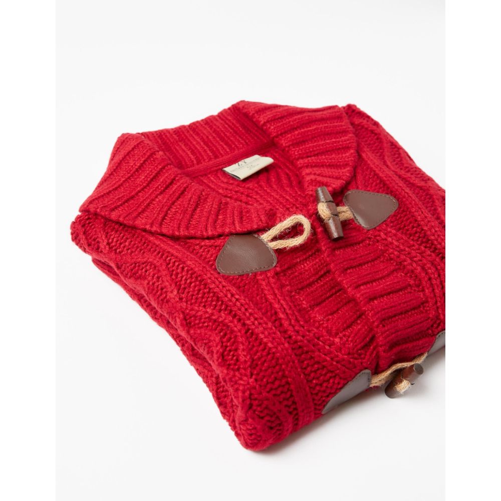 Cardigan tricotat, Zippy, Rosu